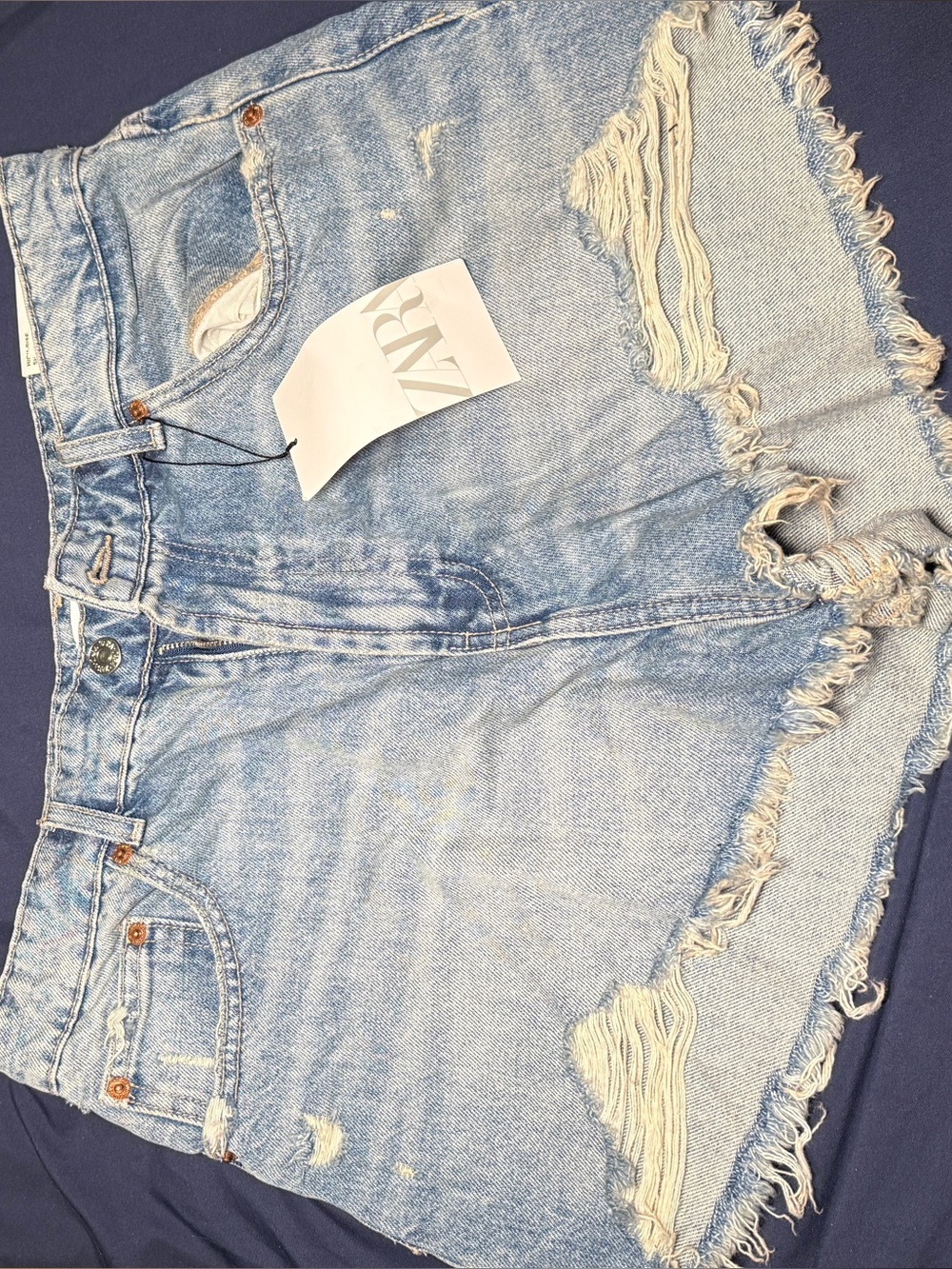 ZARA Light Blue High-Rise Distressed Women's Jeans